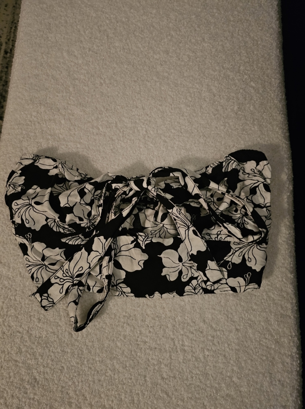 Black & White Floral Tie-Front Crop Shirt